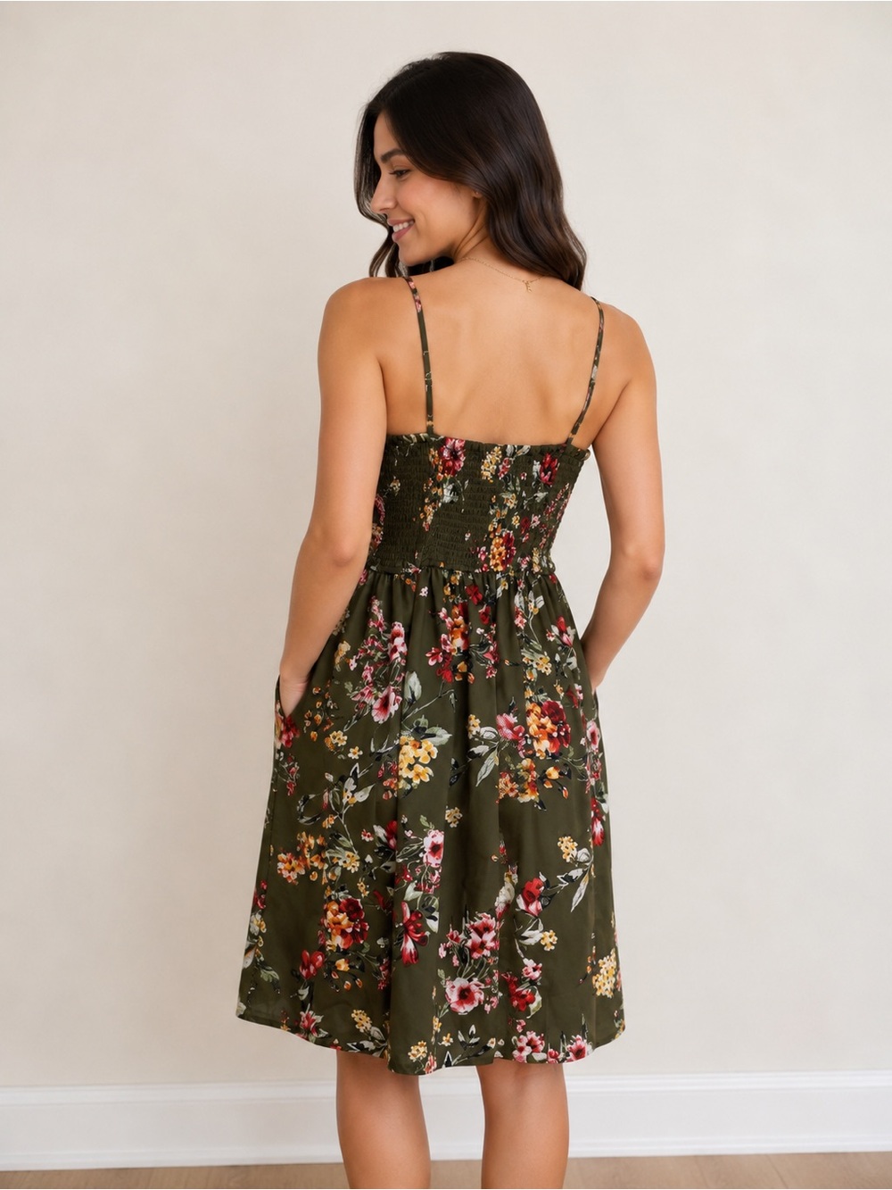 Xhilaration Floral Knee Length Dress w/ Pockets Size Small - Picture 2 of 5